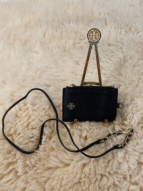 Tory Burch Black with Gold Hardware wallet lanyard